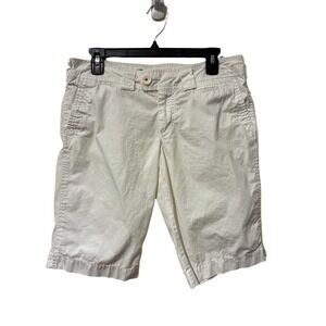 VTG American Eagle White Bermuda Shorts Womens Sz 6 Embroidery Logo Y2K 2000s